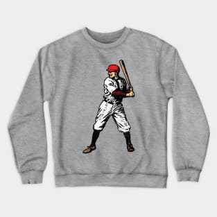 Vintage Baseball Player (Red - distressed) Crewneck Sweatshirt